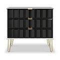 Harlow Black & White 3 Drawer Chest with Gold Hairpin Legs