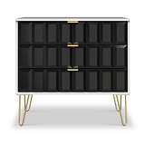 Harlow Black & White 3 Drawer Chest with Gold Hairpin Legs