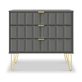 Harlow Grey 3 Drawer Chest with Gold Hairpin Legs
