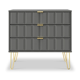 Harlow Grey 3 Drawer Chest with Gold Hairpin Legs