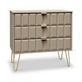 Harlow Taupe 3 Drawer Chest with Gold Hairpin Legs from Roseland