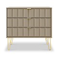 Harlow Taupe 3 Drawer Chest with Gold Hairpin Legs