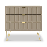 Harlow Taupe 3 Drawer Chest with Gold Hairpin Legs