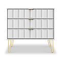 Harlow Whtie 3 Drawer Chest with Gold Hairpin Legs