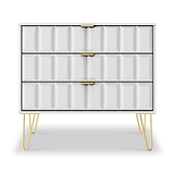 Harlow Whtie 3 Drawer Chest with Gold Hairpin Legs