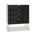 Harlow Black & White 4 Drawer Chest with Gold Hairpin Legs from Roseland
