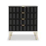Harlow Black & White 4 Drawer Chest with Gold Hairpin Legs