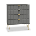 Harlow Grey 4 Drawer Chest with Gold Hairpin Legs from Roseland