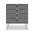 Harlow Grey 4 Drawer Chest with Gold Hairpin Legs