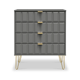 Harlow Grey 4 Drawer Chest with Gold Hairpin Legs