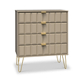 Harlow Taupe 4 Drawer Chest with Gold Hairpin Legs from Roseland