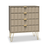 Harlow Taupe 4 Drawer Chest with Gold Hairpin Legs from Roseland