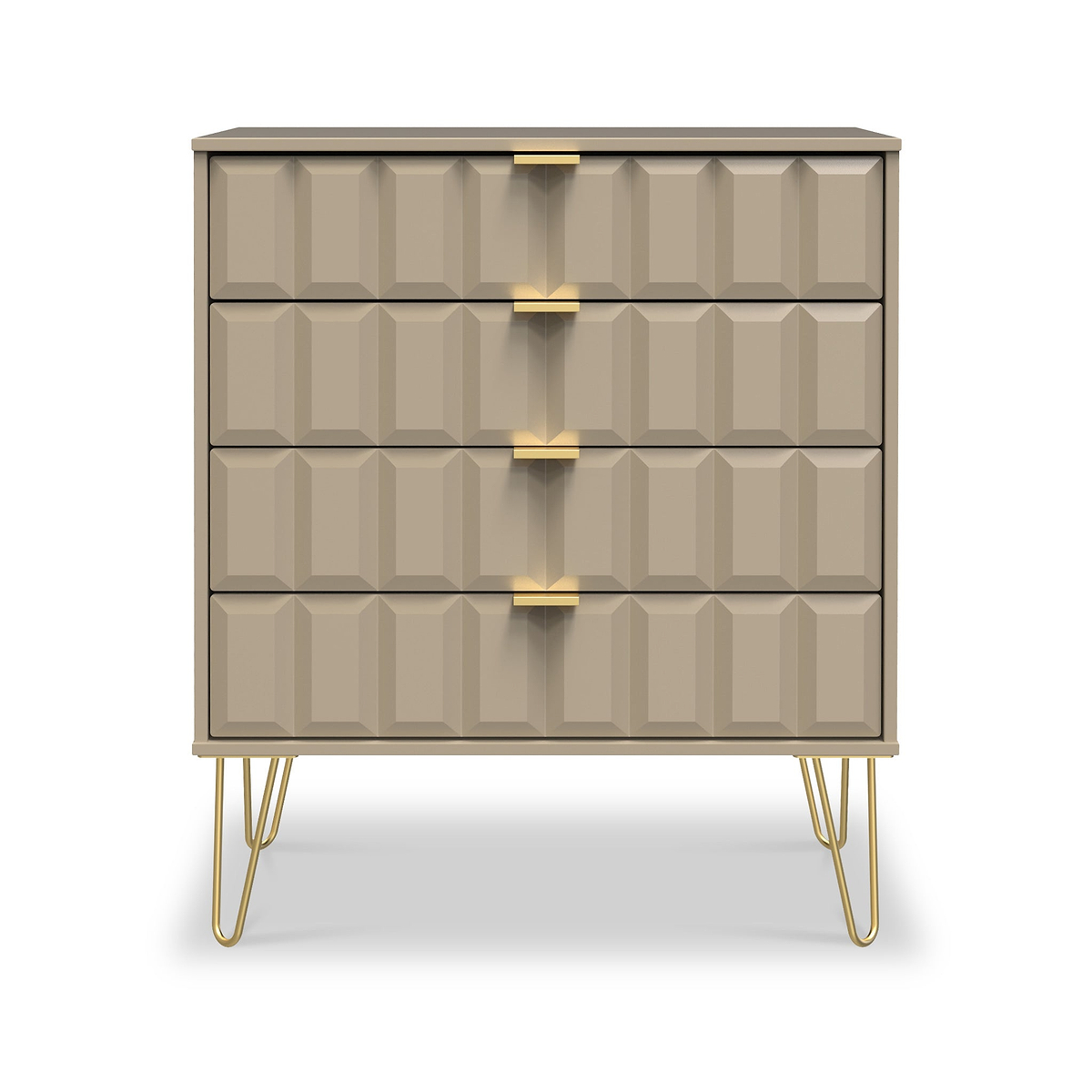 Harlow Taupe 4 Drawer Chest with Gold Hairpin Legs