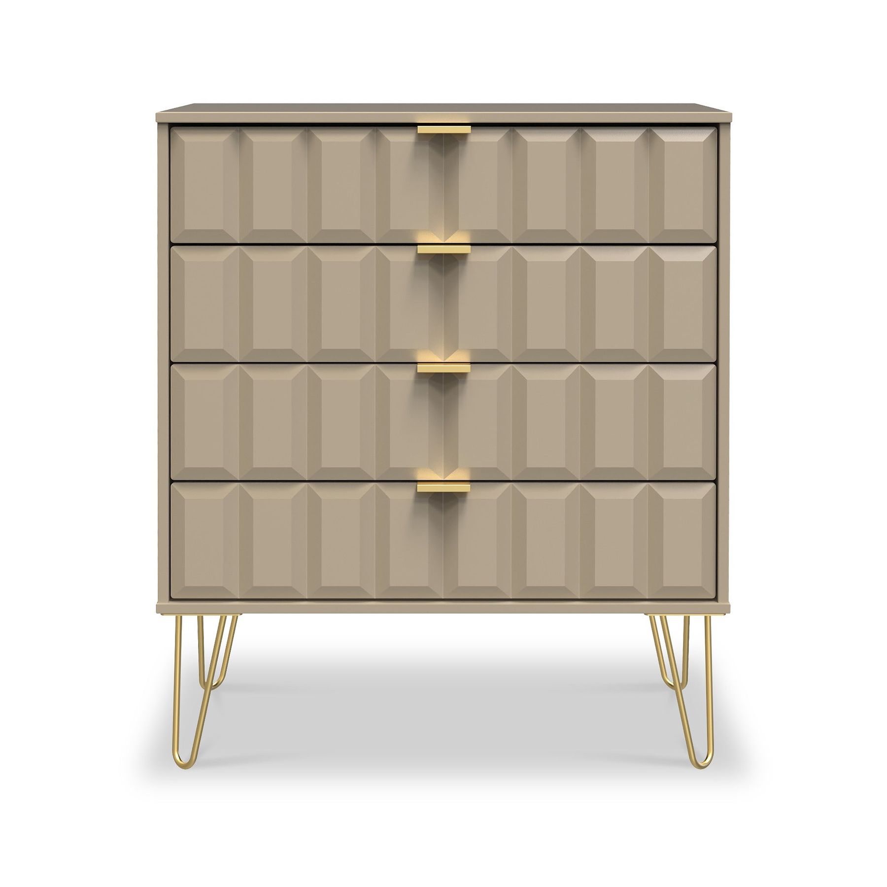 Harlow Taupe 4 Drawer Chest with Gold Hairpin Legs