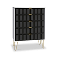 Harlow Black & White 5 Drawer Chest with Gold Hairpin Legs from Roseland