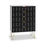 Harlow Black & White 5 Drawer Chest with Gold Hairpin Legs from Roseland