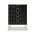 Harlow Black & White 5 Drawer Chest with Gold Hairpin Legs