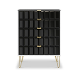 Harlow Black & White 5 Drawer Chest with Gold Hairpin Legs