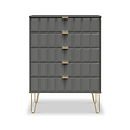 Harlow Grey 5 Drawer Chest with Gold Hairpin Legs