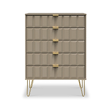 Harlow Taupe 5 Drawer Chest with Gold Hairpin Legs