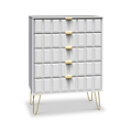 Harlow White 5 Drawer Chest with Gold Hairpin Legs from Roseland