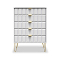 Harlow White 5 Drawer Chest with Gold Hairpin Legs