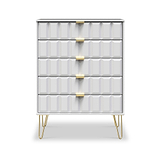 Harlow White 5 Drawer Chest with Gold Hairpin Legs