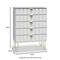 Harlow White 5 Drawer Chest with Gold Hairpin Legs dimensions