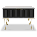 Harlow Black & White 1 Drawer Side Table with Gold Hairpin Legs