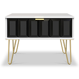 Harlow Black & White 1 Drawer Side Table with Gold Hairpin Legs
