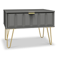 Harlow Grey Drawer Side Table with Gold Hairpin Legs from Roseland