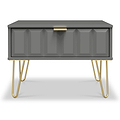 Harlow Grey Drawer Side Table with Gold Hairpin Legs