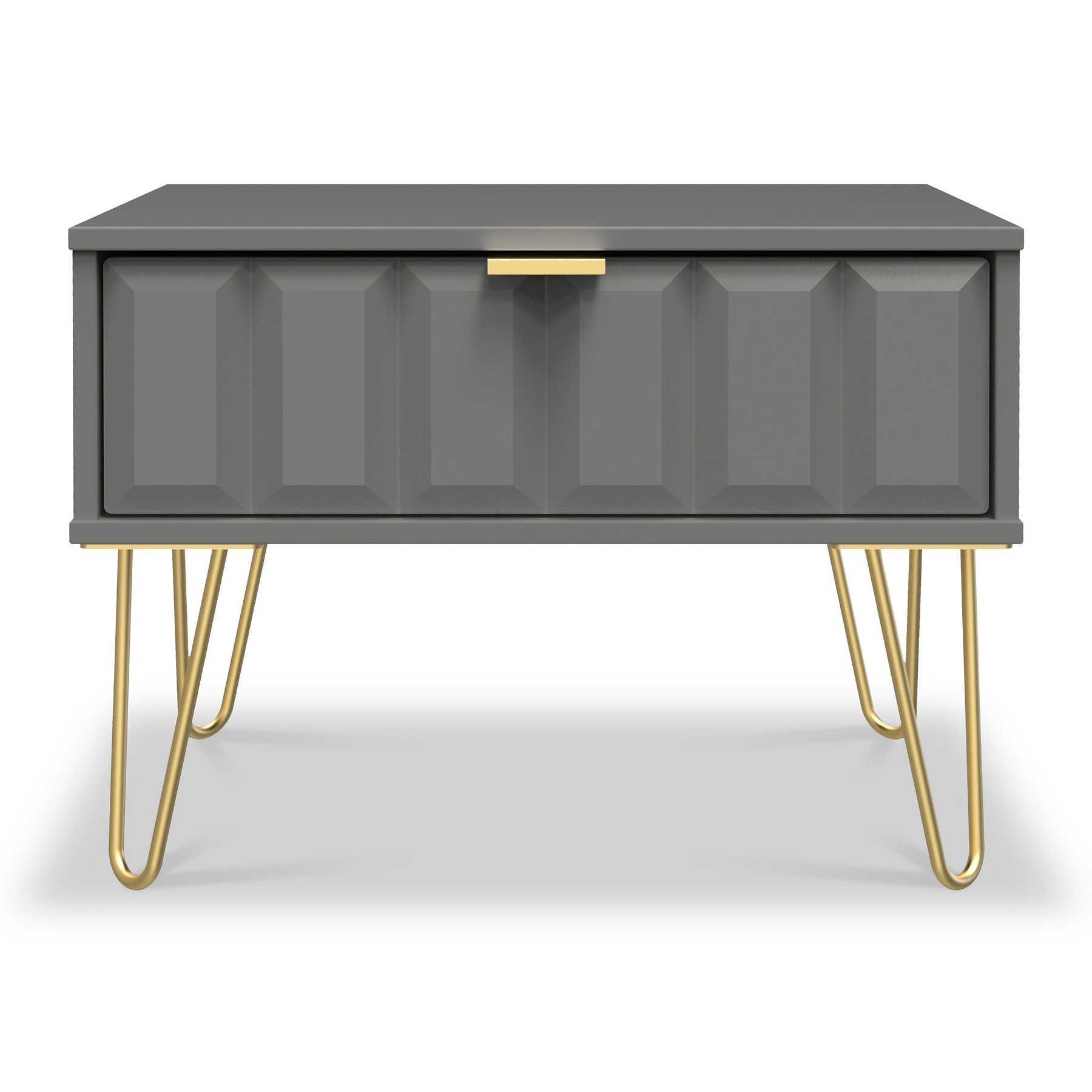 Harlow Grey Drawer Side Table with Gold Hairpin Legs