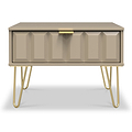 Harlow Taupe Drawer Side Table with Gold Hairpin Legs