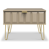 Harlow Taupe Drawer Side Table with Gold Hairpin Legs