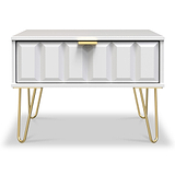 Harlow White Drawer Side Table with Gold Hairpin Legs