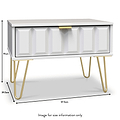 Harlow White Drawer Side Table with Gold Hairpin Legs dimensions