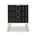 Harlow Black & White 3 Drawer Midi Sideboard with Gold Hairpin Legs