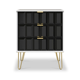 Harlow Black & White 3 Drawer Midi Sideboard with Gold Hairpin Legs