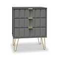 Harlow Grey 3 Drawer Midi Sideboard with Gold Hairpin Legs from Roseland