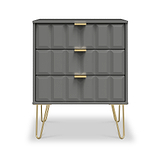 Harlow Grey 3 Drawer Midi Sideboard with Gold Hairpin Legs