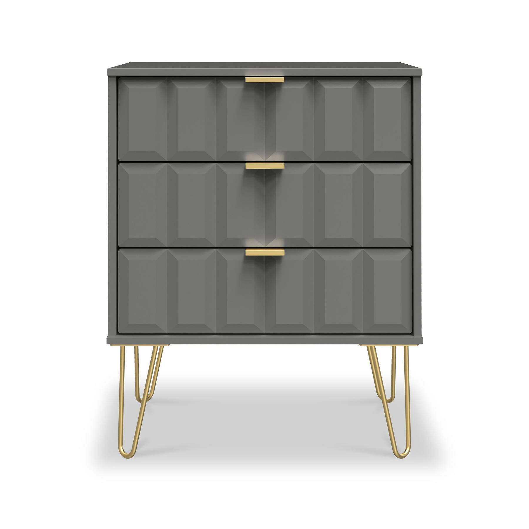 Harlow Grey 3 Drawer Midi Sideboard with Gold Hairpin Legs