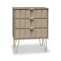Harlow Taupe 3 Drawer Midi Sideboard with Gold Hairpin Legs