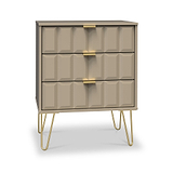 Harlow Taupe 3 Drawer Midi Sideboard with Gold Hairpin Legs