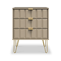 Harlow Taupe 3 Drawer Midi Sideboard with Gold Hairpin Legs from Roseland