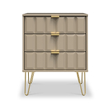Harlow Taupe 3 Drawer Midi Sideboard with Gold Hairpin Legs from Roseland