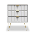 Harlow White 3 Drawer Midi Sideboard with Gold Hairpin Legs