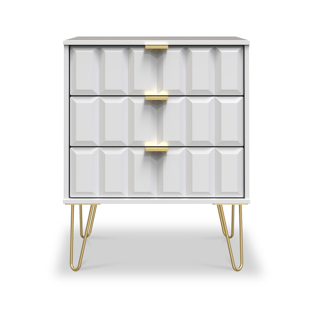 Harlow White 3 Drawer Midi Sideboard with Gold Hairpin Legs