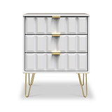 Harlow White 3 Drawer Midi Sideboard with Gold Hairpin Legs