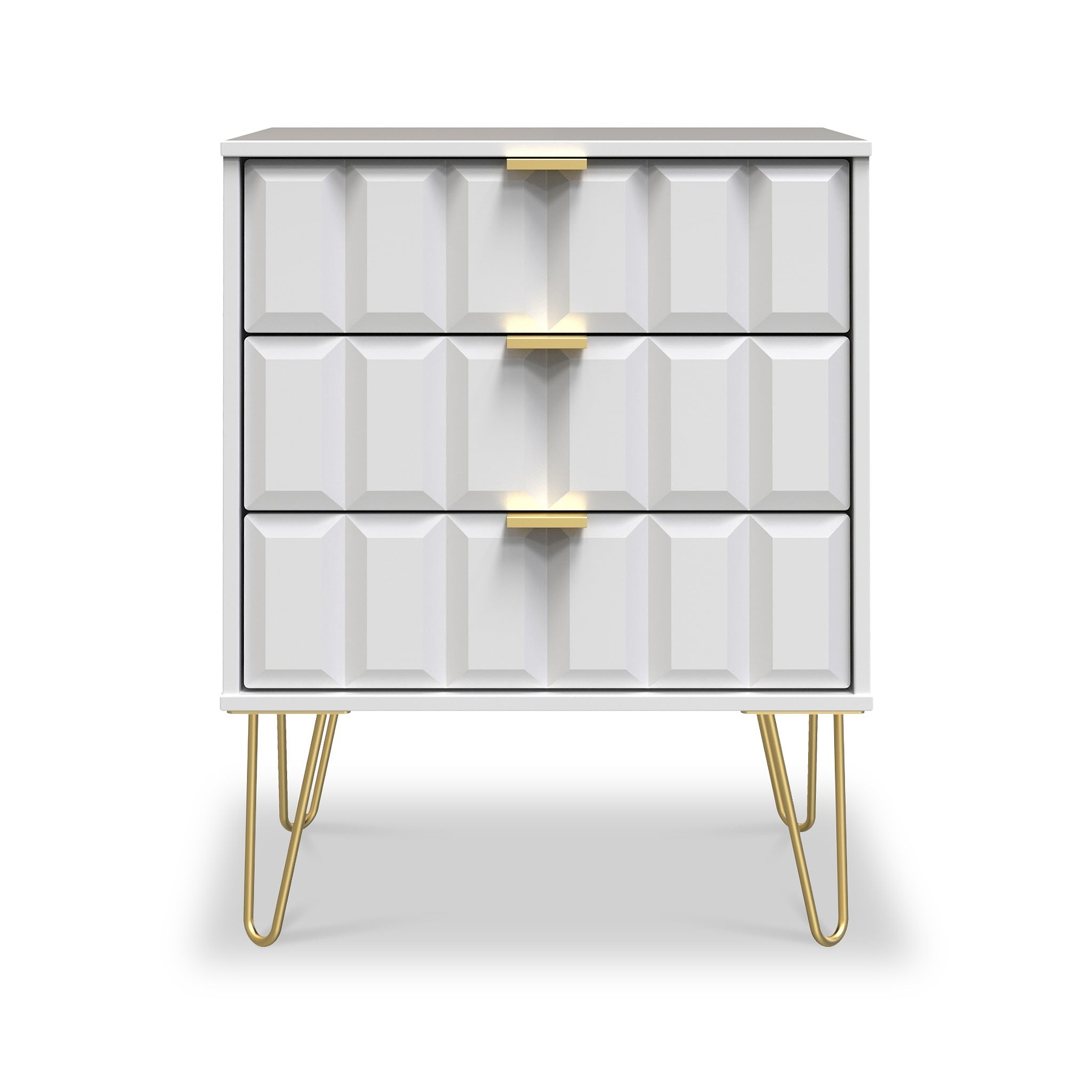 Harlow White 3 Drawer Midi Sideboard with Gold Hairpin Legs